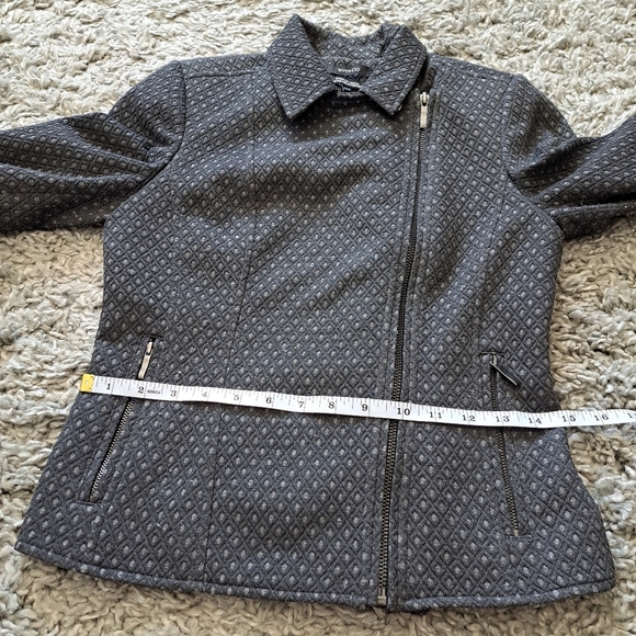 RW&CO | Grey diamond pattern asymmetrical zipper women's jacket - Picture 11 of 14
